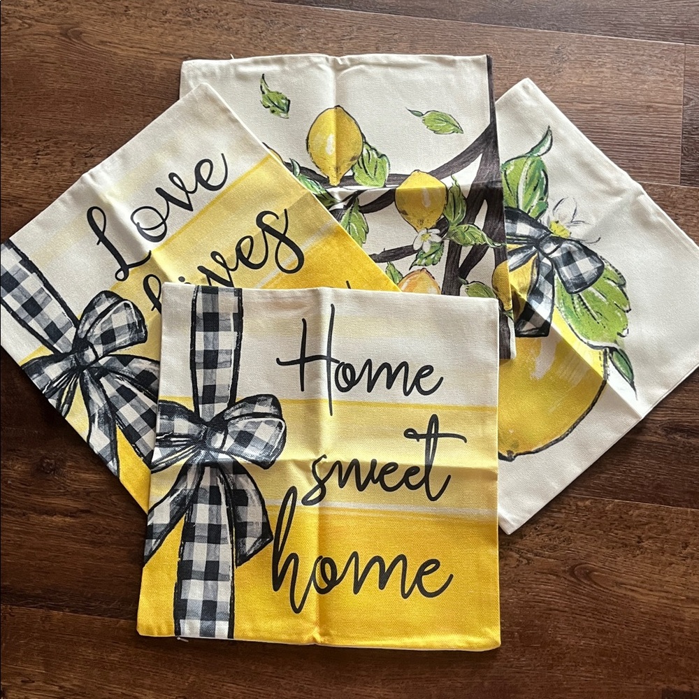 BedBath & beyond  Lemon and Checkered pillowcases 18 x 18 in